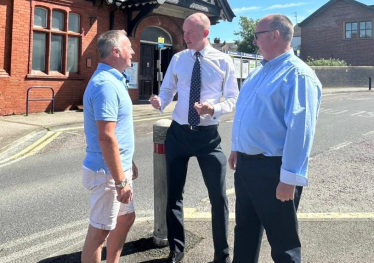 Andrew with Cllr Peter Le Marinel and County Councillor Alf Clempson